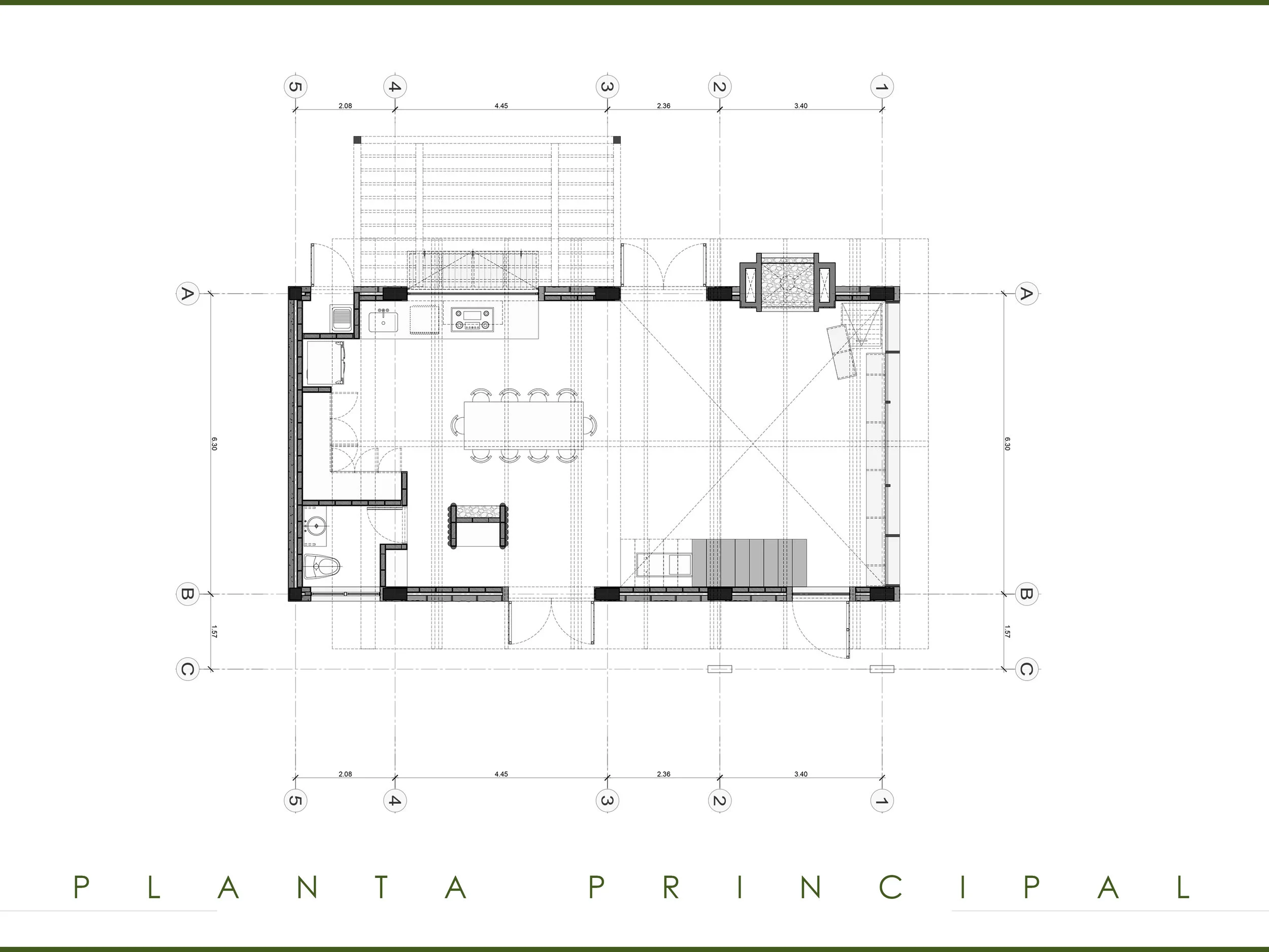 Planta arquitectónica de GAT 02, vivienda unifamiliar en Colombia — LINEA PRIMA, arquitectos en Bogotá.
