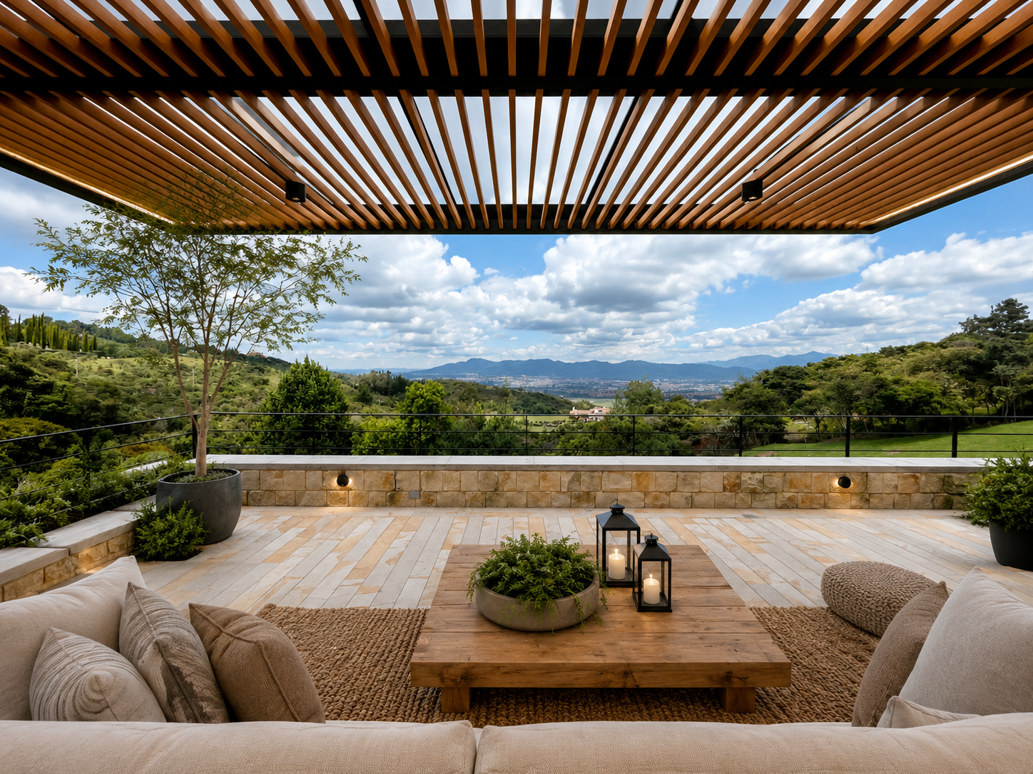 Vista de vivienda unifamiliar SIN 01 en Cundinamarca, CO, en mármol y piedra local — proyecto de LINEA PRIMA, arquitectos en Bogotá.