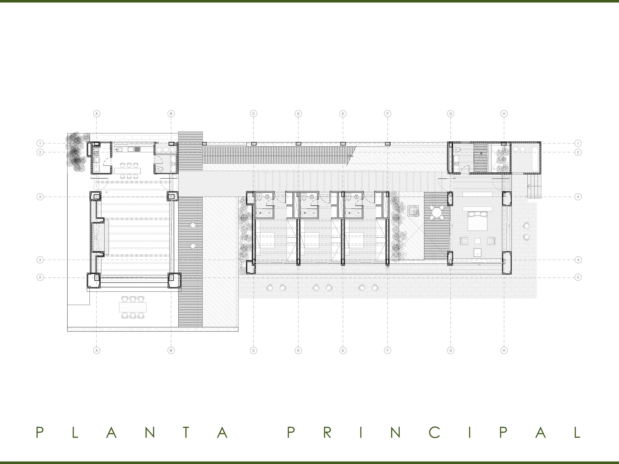 Planta arquitectónica de VIL 01, casa de campo en Boyacá, CO — LINEA PRIMA, arquitectos en Bogotá.