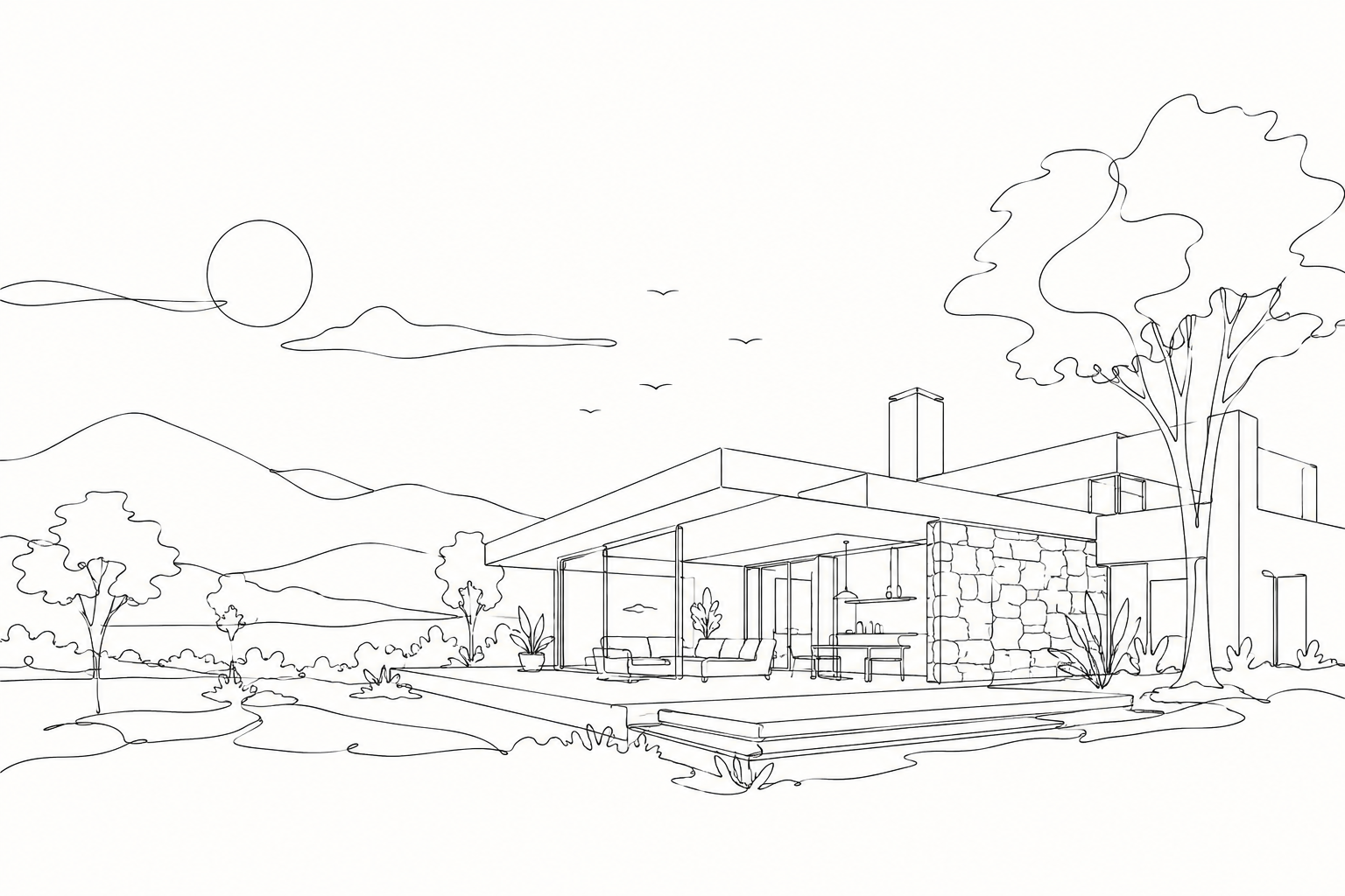 Casa campestre con muros de tierra y vegetación